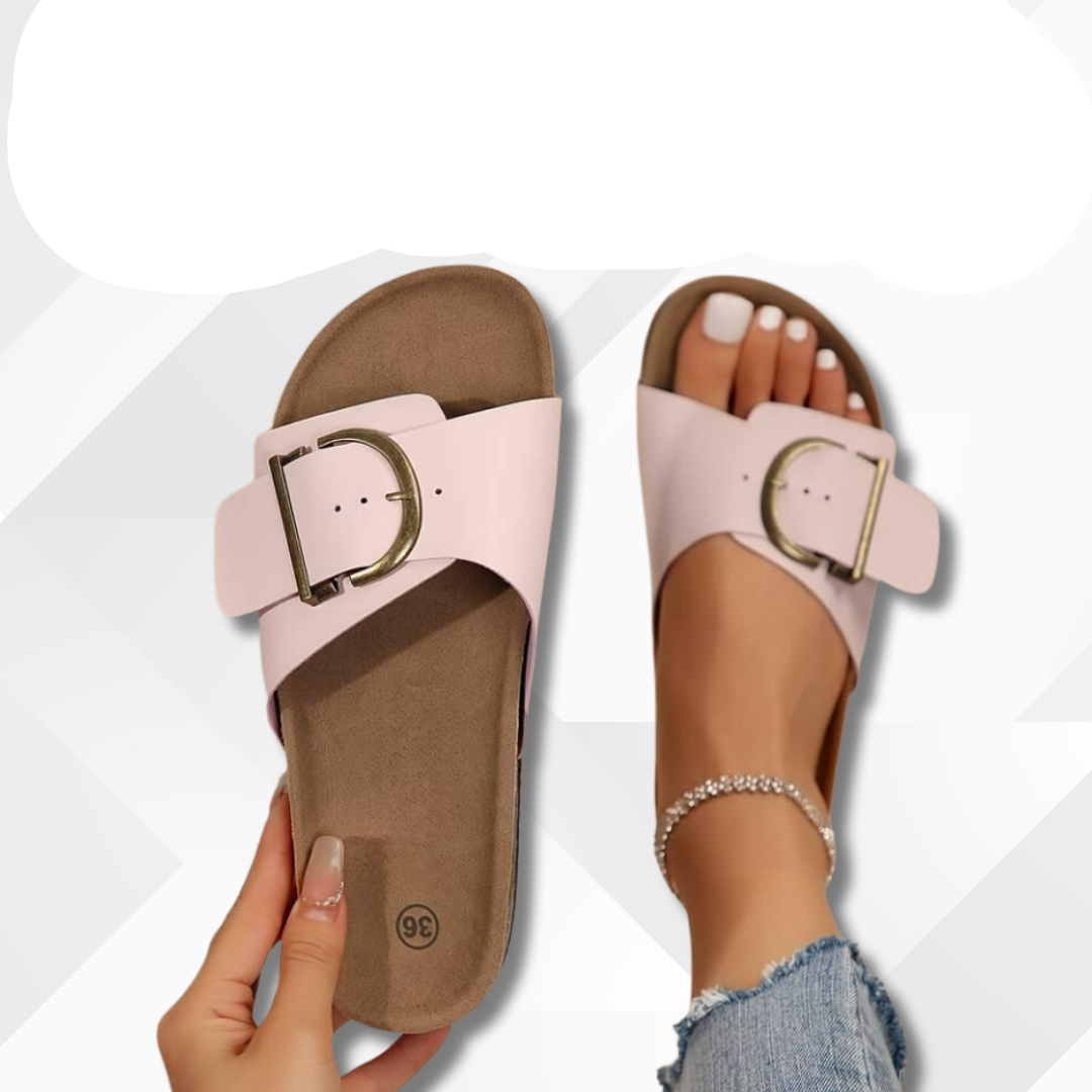 OrthoMia - Schmerzlindernde Kork-Sandalen mit Schnallenriemen-Design für Damen